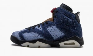 Nike Air Jordan 6 Retro (GS) 'Washed Denim' Lasten Kengät Sininen Mustat Pesu | 716CVEGDU