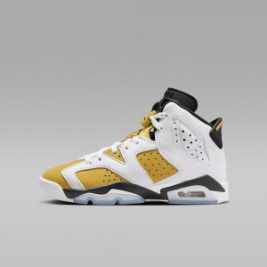 Nike Air Jordan 6 Retro "Yellow Ochre" Lasten Kengät Valkoinen Mustat Keltainen | 235EICWHK