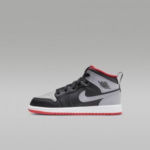Nike Jordan 1 Mid Lasten Kengät Harmaat Mustat | 953CGZWPK