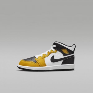 Nike Jordan 1 Mid Lasten Kengät Keltainen Mustat Valkoinen | 846TVGUJO