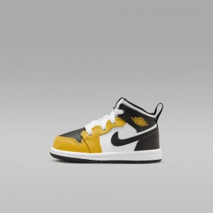 Nike Jordan 1 Mid Lasten Kengät Mustat Keltainen | 236PUBLAJ