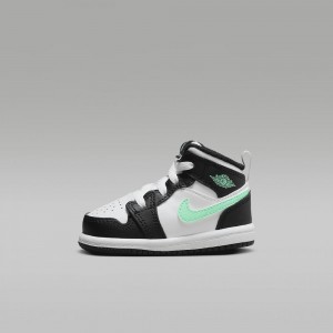 Nike Jordan 1 Mid Lasten Kengät Mustat Valkoinen Vihreä | 649RLNWHA