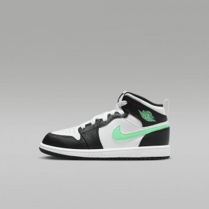 Nike Jordan 1 Mid Lasten Kengät Valkoinen Mustat Vihreä | 945RSBVPD