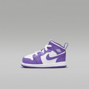 Nike Jordan 1 Mid Lasten Kengät Violetit Valkoinen | 201KREFDN