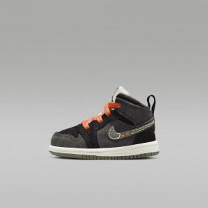 Nike Jordan 1 Mid SE Craft Lasten Kengät Tummanharmaat Mustat Sininen Vaaleanoliivinvihreä | 623PIWRDJ