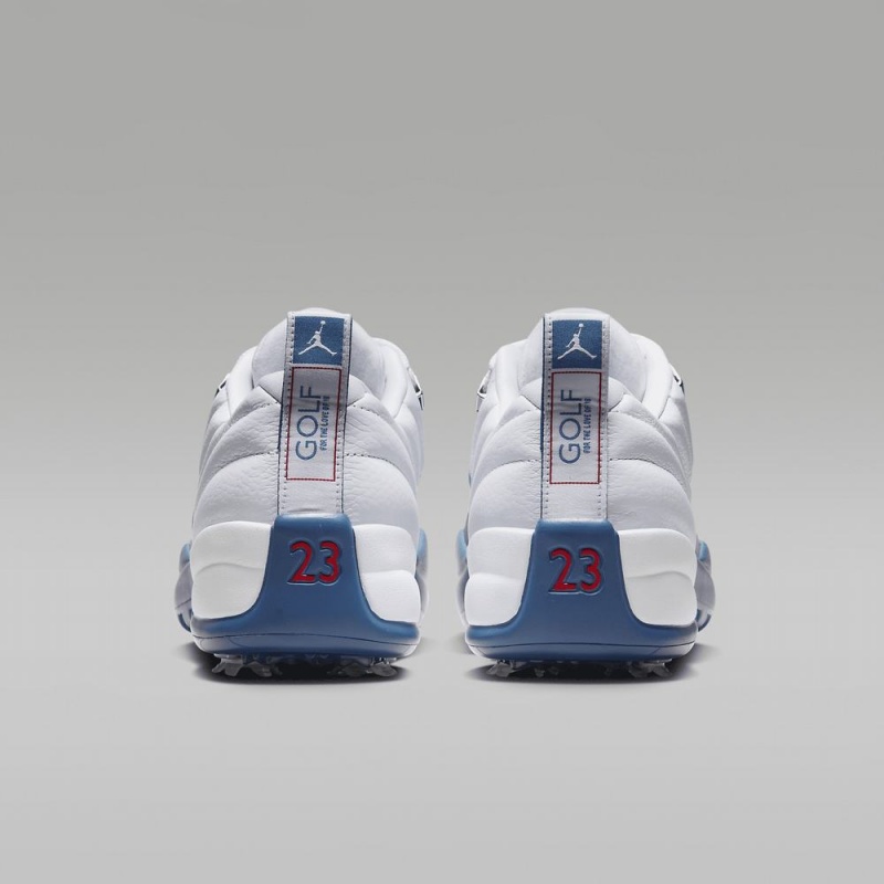 Nike Air Jordan 12 Low Miesten Kengät Valkoinen Metal Hopea Punainen Sininen | 437TRCVFL