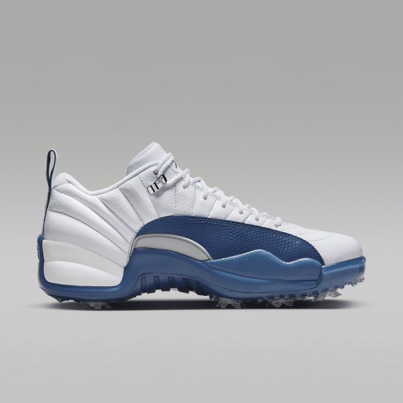 Nike Air Jordan 12 Low Miesten Kengät Valkoinen Metal Hopea Punainen Sininen | 437TRCVFL