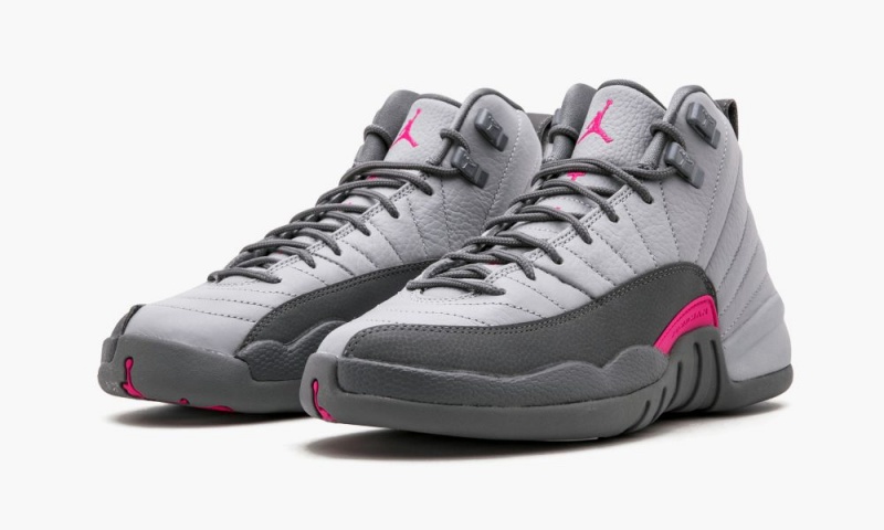 Nike Air Jordan 12 Retro GG 'Wolf Grey / Vivid Pink' Lasten Kengät Harmaat Pinkki Harmaat | 230GJUEYC