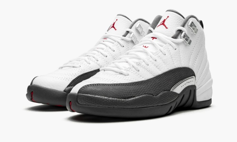 Nike Air Jordan 12 Retro GS 'Dark Grey' Lasten Kengät Valkoinen Punainen Tummanharmaat | 098BEDQTU