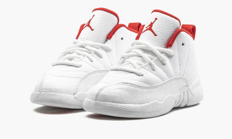 Nike Air Jordan 12 TD 'FIBA' Lasten Kengät Valkoinen Punainen Metal | 579HSFEQX