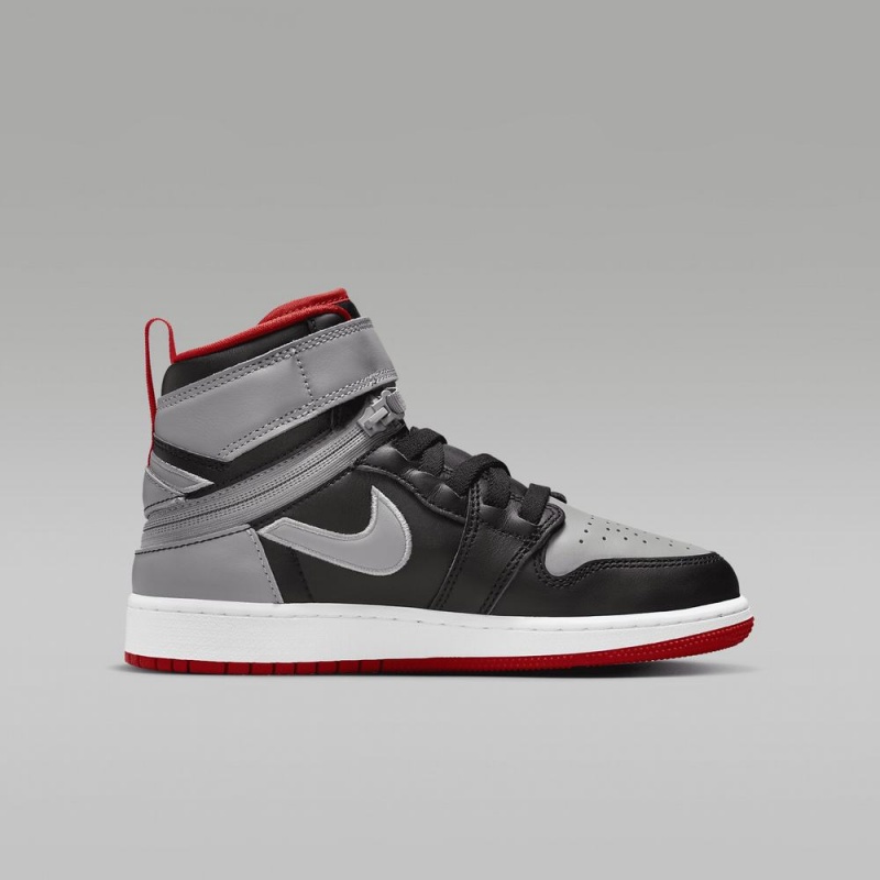 Nike Air Jordan 1 Hi FlyEase Lasten Kengät Mustat Harmaat Punainen | 259PAVRMZ