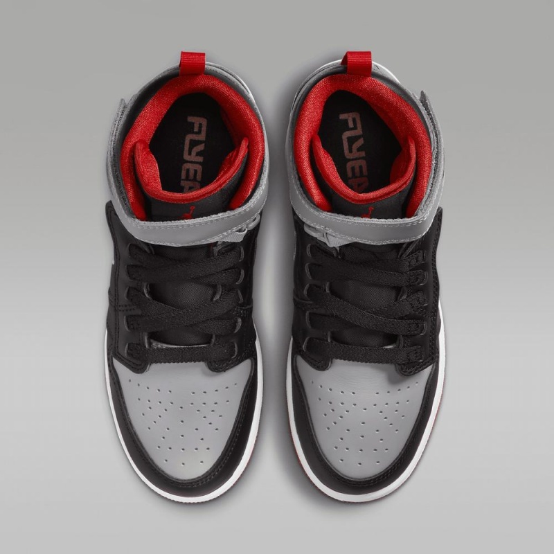 Nike Air Jordan 1 Hi FlyEase Lasten Kengät Mustat Harmaat Punainen | 259PAVRMZ