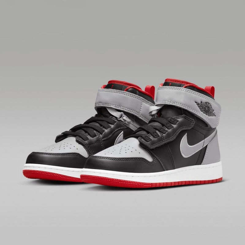 Nike Air Jordan 1 Hi FlyEase Lasten Kengät Mustat Harmaat Punainen | 259PAVRMZ