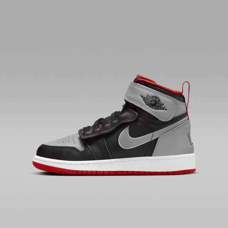 Nike Air Jordan 1 Hi FlyEase Lasten Kengät Mustat Harmaat Punainen | 259PAVRMZ