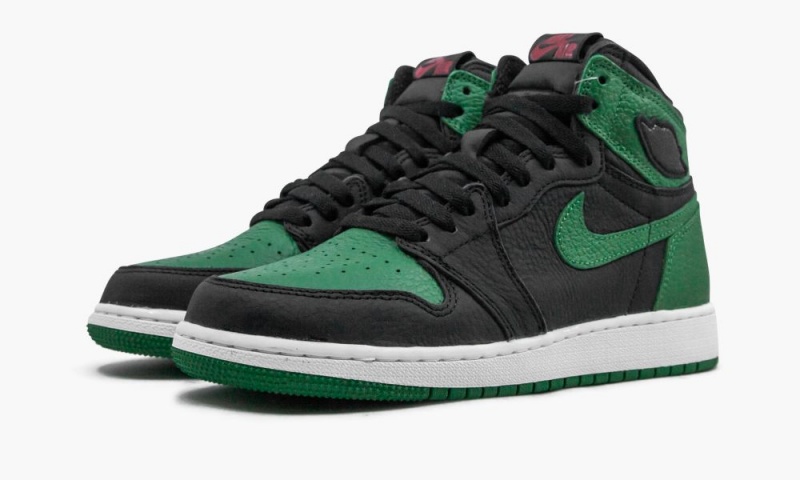 Nike Air Jordan 1 High Retro GS 'Pine Green Black' Lasten Kengät Mustat Syvä Vihreä Valkoinen Punainen | 351JOCUPG
