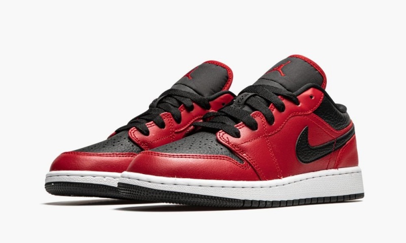 Nike Air Jordan 1 Low 'Black Pebbled' Lasten Kengät Punainen Mustat Valkoinen | 984QYRCEO