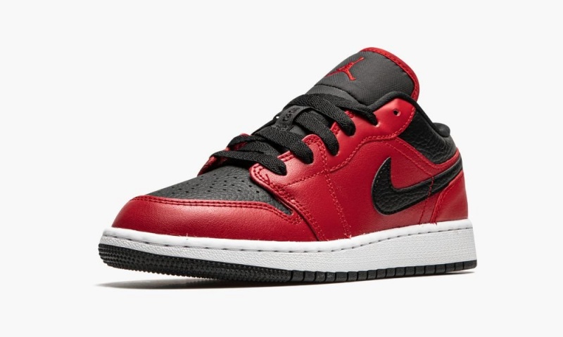 Nike Air Jordan 1 Low 'Black Pebbled' Lasten Kengät Punainen Mustat Valkoinen | 984QYRCEO