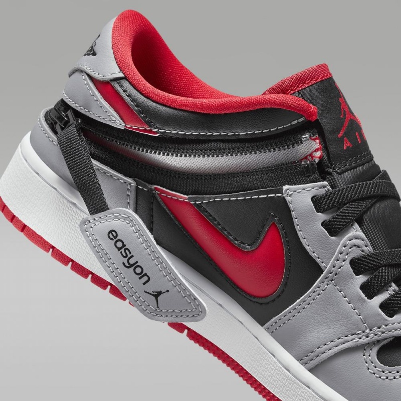 Nike Air Jordan 1 Low FlyEase Lasten Kengät Mustat Harmaat Valkoinen Punainen | 184ELTXPY