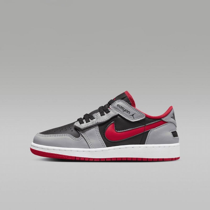 Nike Air Jordan 1 Low FlyEase Lasten Kengät Mustat Harmaat Valkoinen Punainen | 184ELTXPY