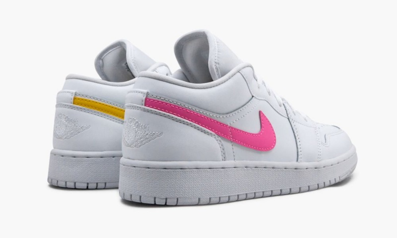 Nike Air Jordan 1 Low (GS) 'Multicolor Swoosh' Lasten Kengät Valkoinen Monivärinen Vaaleanturkoosi | 153JNLZQM