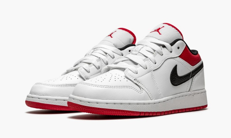 Nike Air Jordan 1 Low GS 'White / Gym Red' Lasten Kengät Valkoinen Punainen Mustat | 721KOTLWV