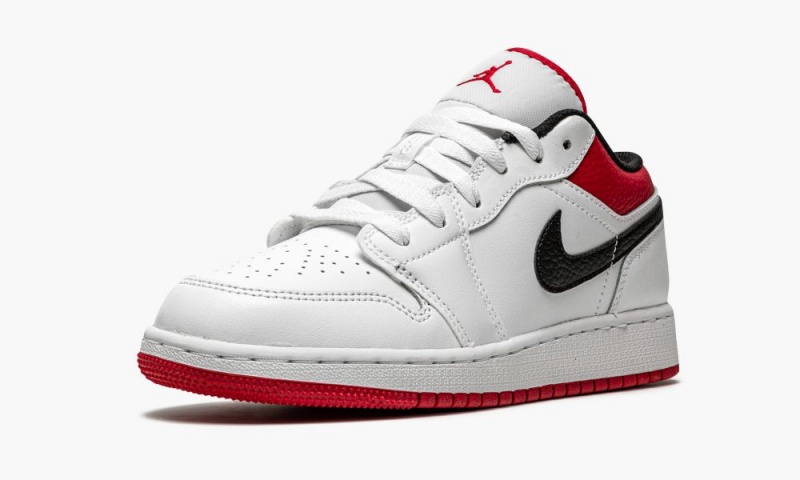 Nike Air Jordan 1 Low GS 'White / Gym Red' Lasten Kengät Valkoinen Punainen Mustat | 721KOTLWV