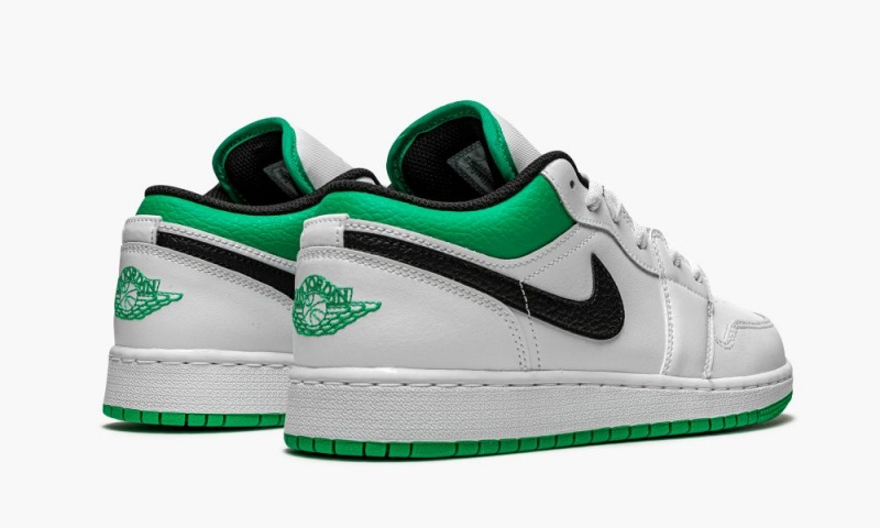 Nike Air Jordan 1 Low GS 'White / Stadium Green' Lasten Kengät Valkoinen Vihreä Mustat | 072HZBITW