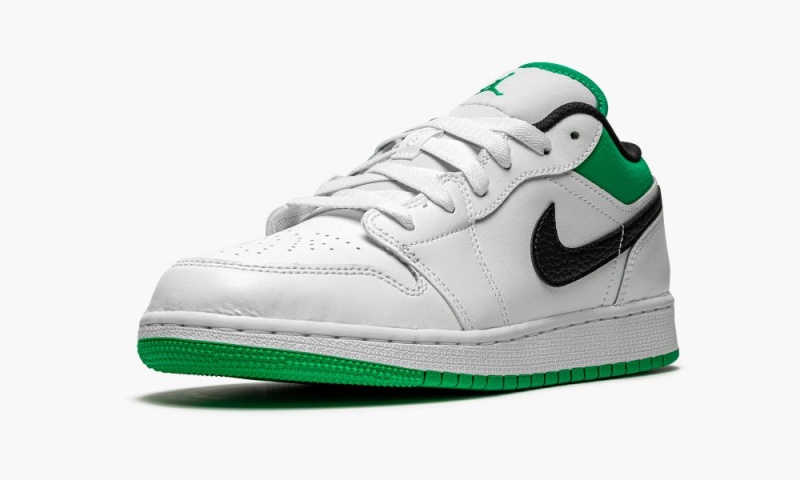 Nike Air Jordan 1 Low GS 'White / Stadium Green' Lasten Kengät Valkoinen Vihreä Mustat | 072HZBITW