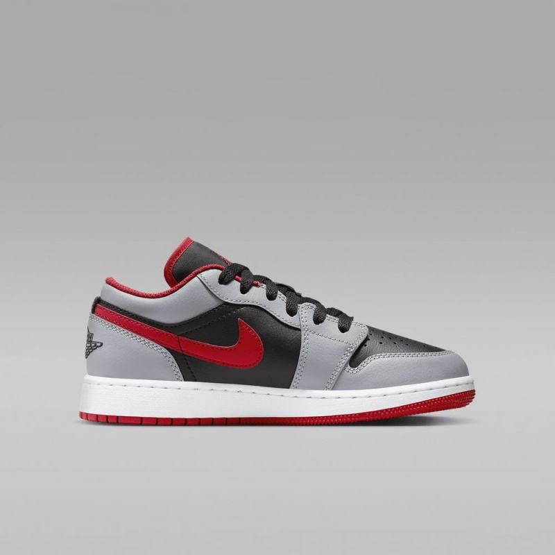 Nike Air Jordan 1 Low Lasten Kengät Harmaat Mustat Punainen | 642YBMNFW