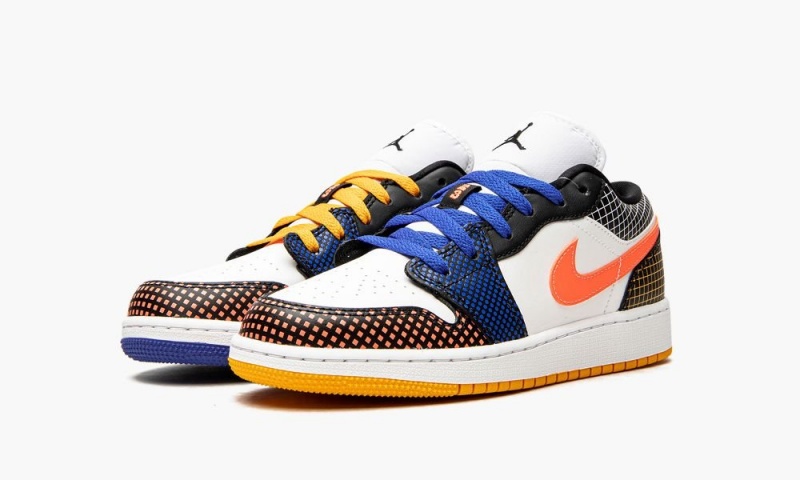 Nike Air Jordan 1 Low MMD BG 'Multicolor Grid' Lasten Kengät Valkoinen Vaaleanmango Mustat | 026AGVIYZ