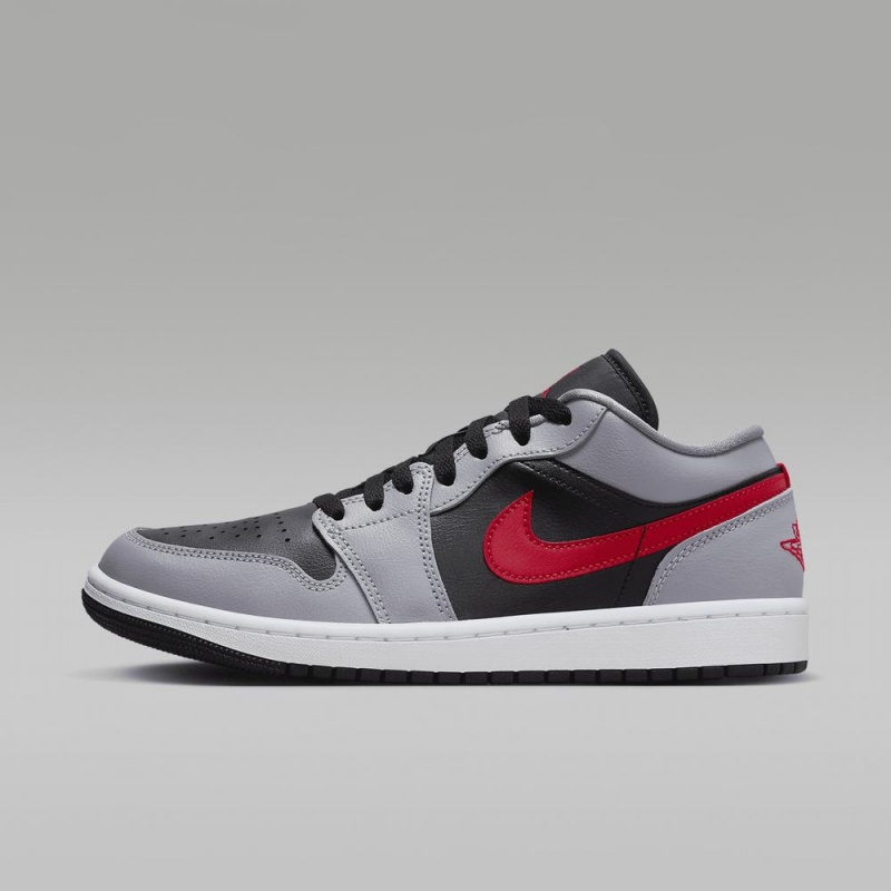 Nike Air Jordan 1 Low Miesten Kengät Harmaat Mustat Valkoinen Punainen | 028YPECBT