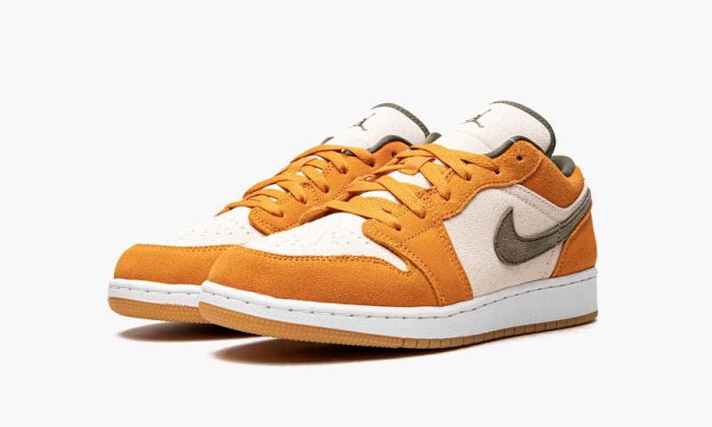 Nike Air Jordan 1 Low SE GS 'Light Curry' Lasten Kengät Valkoinen Oliivinvihreä Syvä Keltainen | 807BFCJER