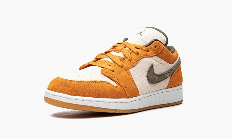Nike Air Jordan 1 Low SE GS 'Light Curry' Lasten Kengät Valkoinen Oliivinvihreä Syvä Keltainen | 807BFCJER