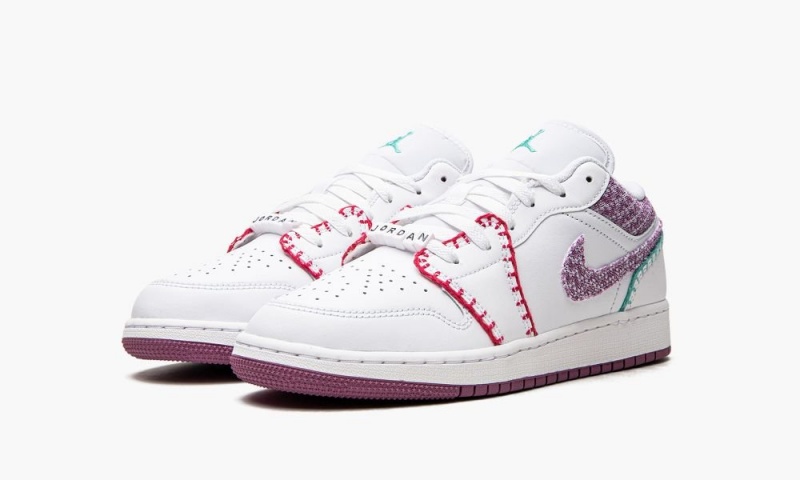 Nike Air Jordan 1 Low 'White Light Bordeuax' Lasten Kengät Valkoinen Pinkki | 286SAQPJT