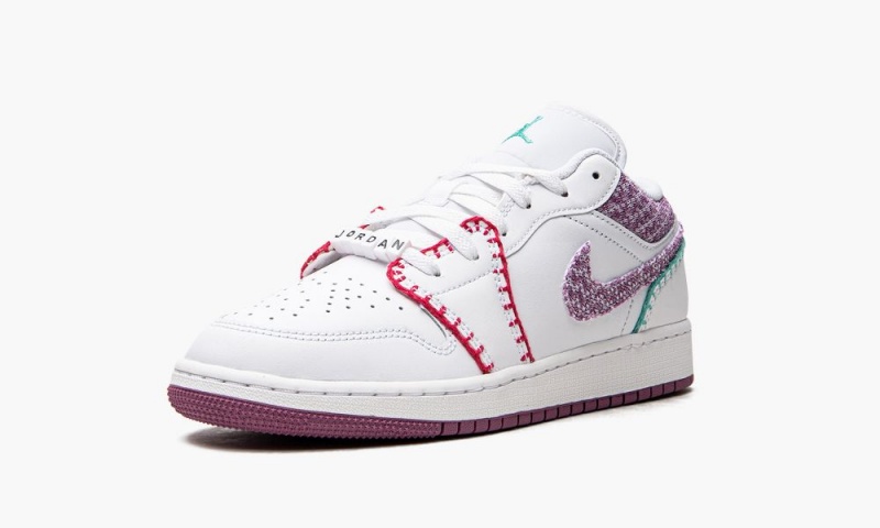 Nike Air Jordan 1 Low 'White Light Bordeuax' Lasten Kengät Valkoinen Pinkki | 286SAQPJT