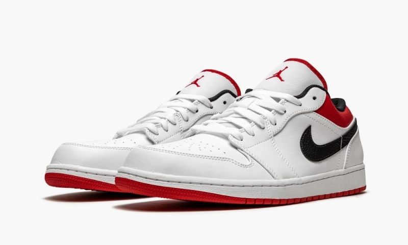 Nike Air Jordan 1 Low 'White / Gym Red' Miesten Kengät Valkoinen Punainen Mustat | 476LGYBCI