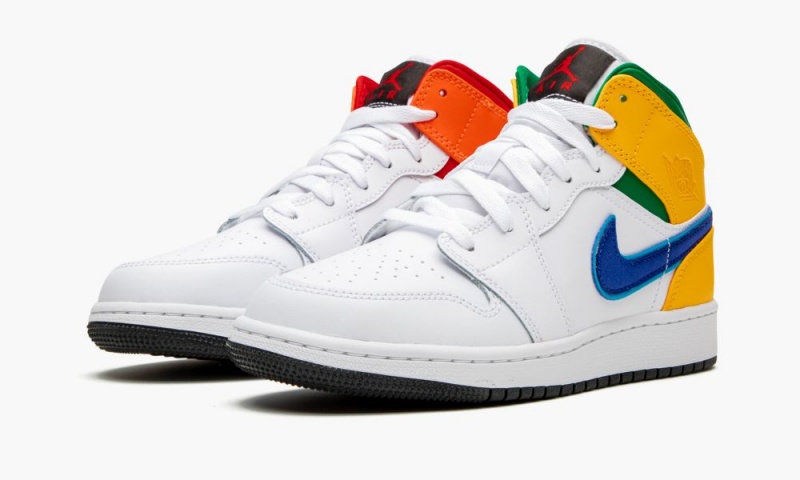 Nike Air Jordan 1 MID (GS) 'Three Peat' Lasten Kengät Valkoinen Vihreä Keltainen | 581JTGZOL