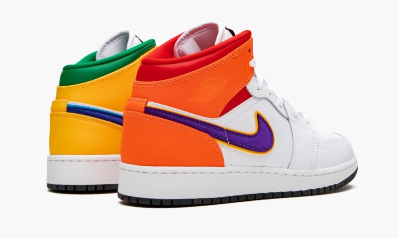 Nike Air Jordan 1 MID (GS) 'Three Peat' Lasten Kengät Valkoinen Vihreä Keltainen | 581JTGZOL