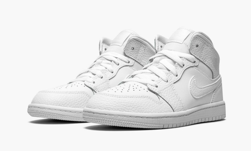 Nike Air Jordan 1 MID PS 'Triple White' Lasten Kengät Valkoinen | 956KNLQHU