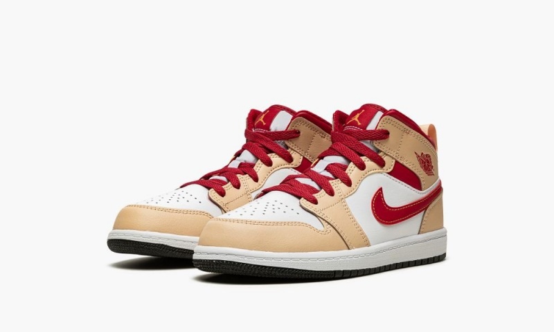 Nike Air Jordan 1 MID PS 'White Onyx / Light Curry' Lasten Kengät Valkoinen Mustat Syvä Keltainen Valkoinen | 058DNLQRH
