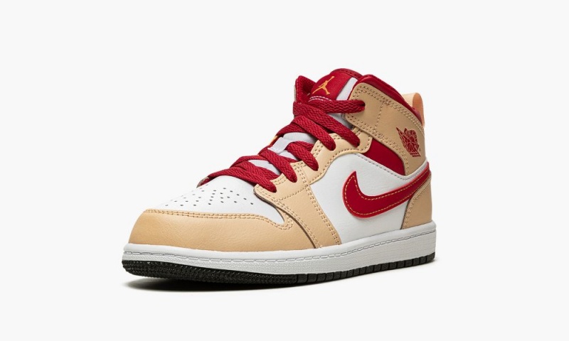 Nike Air Jordan 1 MID PS 'White Onyx / Light Curry' Lasten Kengät Valkoinen Mustat Syvä Keltainen Valkoinen | 058DNLQRH