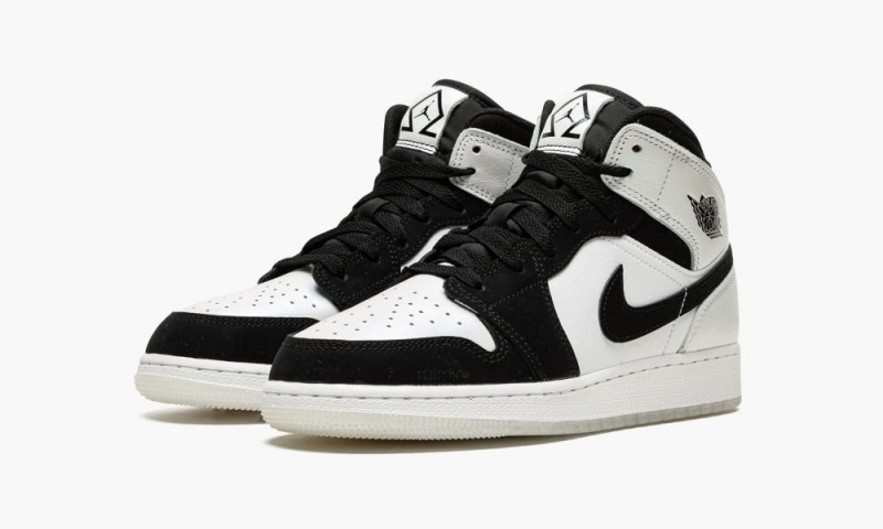 Nike Air Jordan 1 MID SE (GS) 'Diamond Shorts' Lasten Kengät Valkoinen Mustat | 769FJATSM