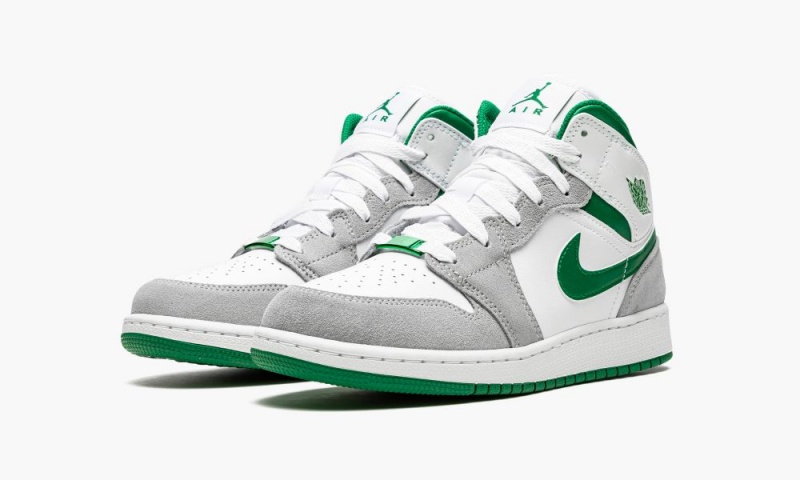 Nike Air Jordan 1 MID SE (GS) Lasten Kengät Valkoinen Syvä Vihreä Harmaat | 586NWKRJY