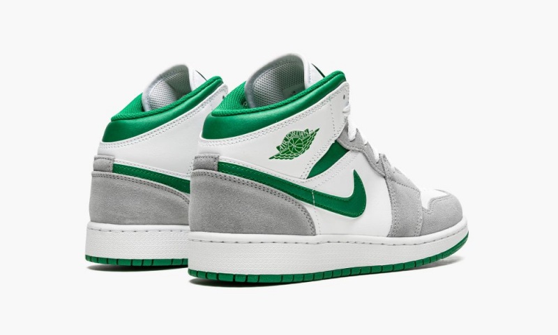 Nike Air Jordan 1 MID SE (GS) Lasten Kengät Valkoinen Syvä Vihreä Harmaat | 586NWKRJY