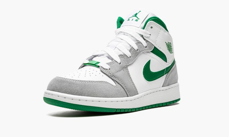 Nike Air Jordan 1 MID SE (GS) Lasten Kengät Valkoinen Syvä Vihreä Harmaat | 586NWKRJY