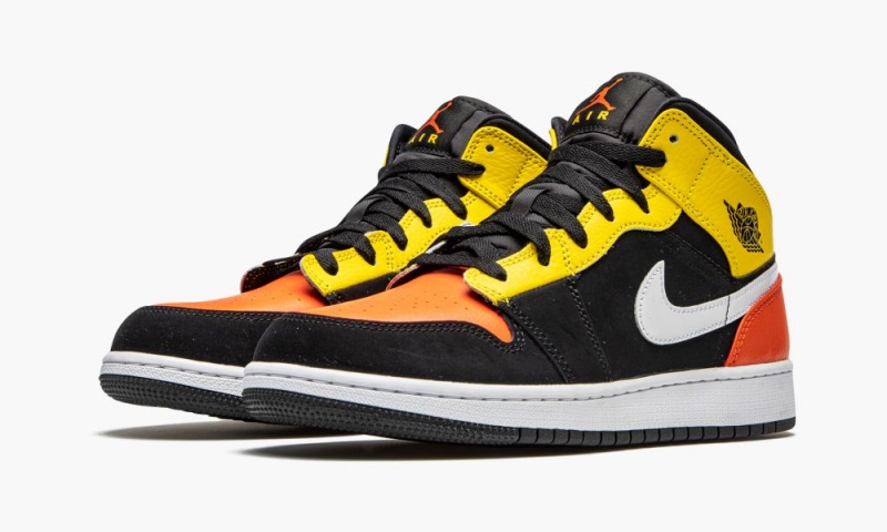 Nike Air Jordan 1 MID SE (GS) Lasten Kengät Mustat Oranssi | 241YSDRIK