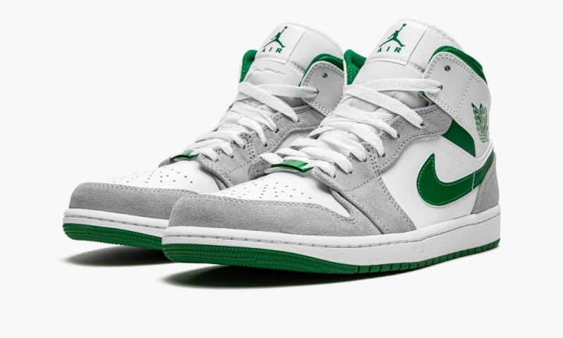 Nike Air Jordan 1 MID SE 'Grey / Pine Green / White' Miesten Kengät Valkoinen Syvä Vihreä Harmaat | 937ZRMNFY