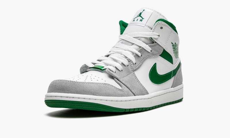 Nike Air Jordan 1 MID SE 'Grey / Pine Green / White' Miesten Kengät Valkoinen Syvä Vihreä Harmaat | 937ZRMNFY