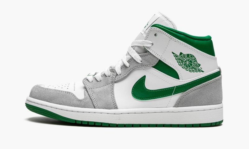 Nike Air Jordan 1 MID SE \'Grey / Pine Green / White\' Miesten Kengät Valkoinen Syvä Vihreä Harmaat | 937ZRMNFY