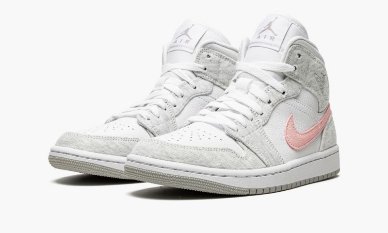 Nike Air Jordan 1 MID SE 'Heather Grey / Pink' Naisten Kengät Valkoinen Harmaat | 395BKHUCQ